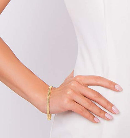 Miabella 18K Gold Plated 925 Sterling Silver Italian 5mm Mesh Link Chain Bracelet for Women, Made in Italy - style: Length 6.5 Inches + 0.5 Ext. (X-Small)
