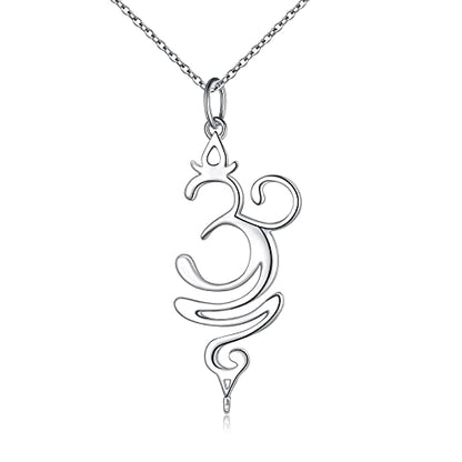 DAOCHONG 925 Sterling Silver Jewelry Om Breathe Symbol Necklace for Women Gifts