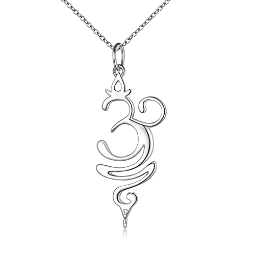 DAOCHONG 925 Sterling Silver Jewelry Om Breathe Symbol Necklace for Women Gifts