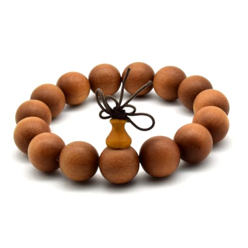 Zen Dear Unisex Teak Wood Prayer Beads Buddha Buddhist Beads Japa Mala Necklace Bracelet Bead - style: 15mm x 15 beads