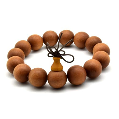 Zen Dear Unisex Teak Wood Prayer Beads Buddha Buddhist Beads Japa Mala Necklace Bracelet Bead - style: 15mm x 15 beads