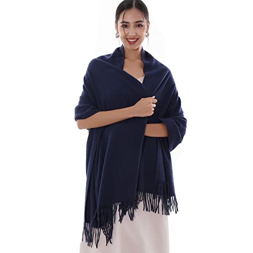 RIIQIICHY Winter Scarfs for Women Pashmina Shawls Wraps for Evening Dresses Large Warm Soft Scarves - color: Navy