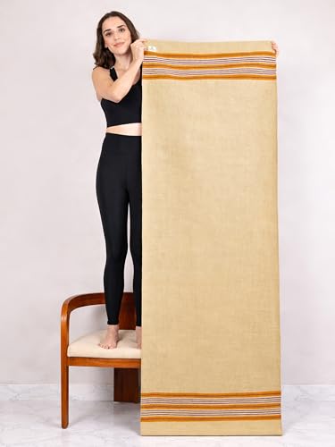 MELLOWBUFF Hand-Woven Cotton Yoga Mat – 100% Natural Cloth Yoga Rug for Hot Yoga, Exercise, Workout, Fitness & Meditation – Absorbent, Washable Yoga Rug, 78 x 28 Inches