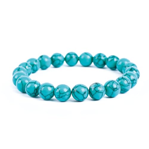 Natural Energy Healing Stone Charm Bracelet 8mm Natural Energy Healing Lava Rock Bracelet - Unisex - color: ZLY-Synthetic turquoise