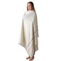Versatile Premium Wool Blend Meditation Shawl - Large Unisex Prayer Wrap, Oversized Scarf & Yoga Blanket - color: Ivory