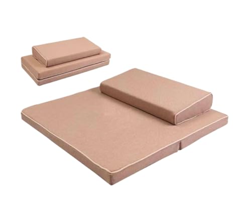 Portable Foldable Meditation Cushion Mat Set, Larger Thick Yoga Mat Bolster Floor Pillows Seating for Adults Meditation Accessories(Size:60x60cm(24x24inch),Color:Beige1) - color: Beige1, size: 60x60cm(24x24inch)