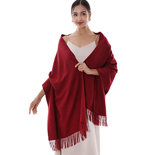 RIIQIICHY Winter Scarfs for Women Pashmina Shawls Wraps for Evening Dresses Large Warm Soft Scarves - color: Burgundy