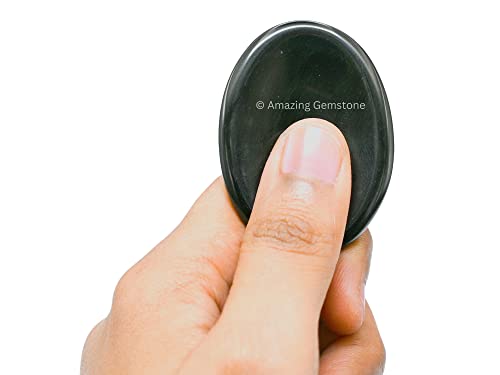 Amazing Gemstone Black Obsidian Worry Stone, Healing Crystals - Piedra Crystal Fidget for Gift, Meditation, Calming, Relaxation, Stress Relief - color: Black Obsidian
