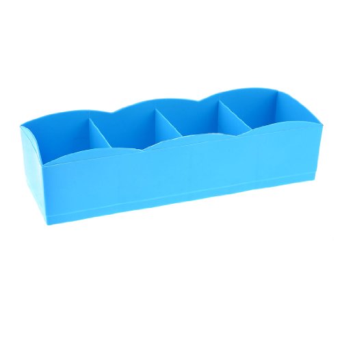 Ruilogod Plastic 4 Compartments Socks Underwear Container Case Box Blue (id: 3ff 397 cc0 390 7d9