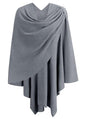 PULI Womens Large Cross Front Poncho Sweater Wrap Topper Knitted Elegant Shawls Cape for Fall Winter - color: 1-slate Gray