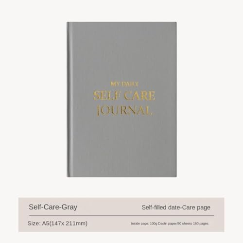 Gratitude Journal 5 Minute Daily Notebook for Happiness and Self-Reflection Emotional Record Book 5.79x8.31in(Gray) - color: Gray