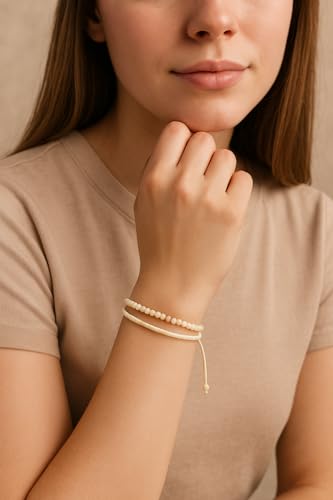 Natural Stone Healing Bracelet Tibetan Braided Style with Adjustable Rope String & Protective Energy Jewelry Gift for Womens & Men - color: Jasper - White