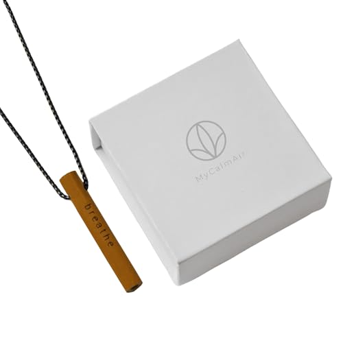Bamboo Breathing Necklace for Meditation, Mindfulness Tool, Stress Reducer, Eco-Friendly Breathe Pendant, Portable Relaxation Gift for Men & Women - color: Black