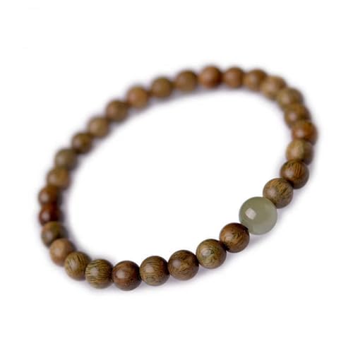 6MM Wooden Beaded Bracelet Green Sandalwood Beads Beaded Bangle Bracelets Jewelry Making Crafts for Attracts Health Wealth Protection Good Fortune