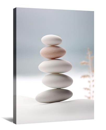 KPLUNDO Zen Wall Art Canvas Print Bathroom Decor Spa Stone Picture Meditation Painting Artwork for Yoga Spiritual Room Living Room Office Modern Home Decor Frame(Art-2,16.00x24.00 inch) - color: Art-2, size: 24"L x 16"W