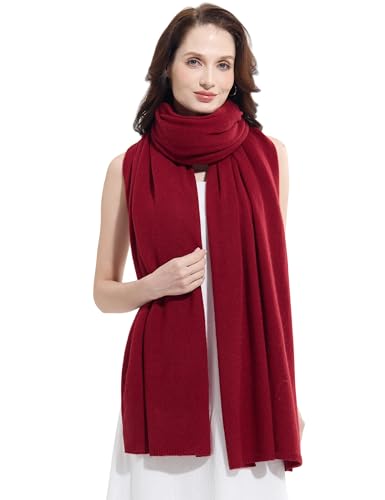 Soft Cashmere Blend Wrap Chic Scarf Stole for Women Wayfarer Travel Extra Large 87"x28" - color: Burgundy