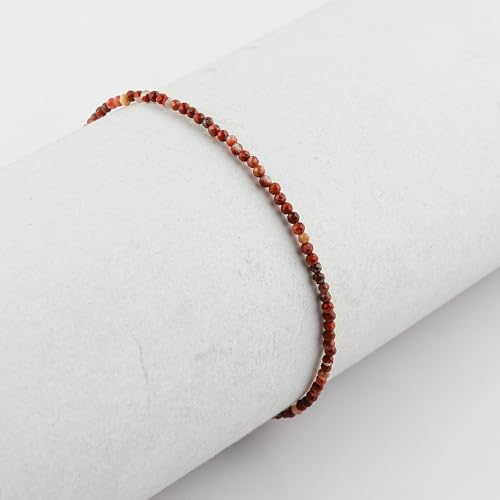 Natural Gemstone Beaded Bracelet, Microfaceted Crystals, Handmade Dainty Jewelry, Bohemian Plated Bracelet-Gift - style: Red Jasper