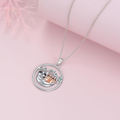 Animal Necklace 925 Sterling Silver Pendant Jewelry Gift for Women Animal Lover - style: Sloth01