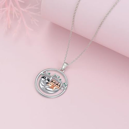 Animal Necklace 925 Sterling Silver Pendant Jewelry Gift for Women Animal Lover - style: Sloth01