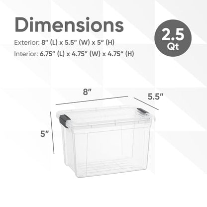 Superio Clear Storage Box with Lid, 2.5 Quart Plastic Container Bins for Organizing, Stackable Crates, BPA Free, Non Toxic, Odor Free, Organizers - size: 2.5 Quart