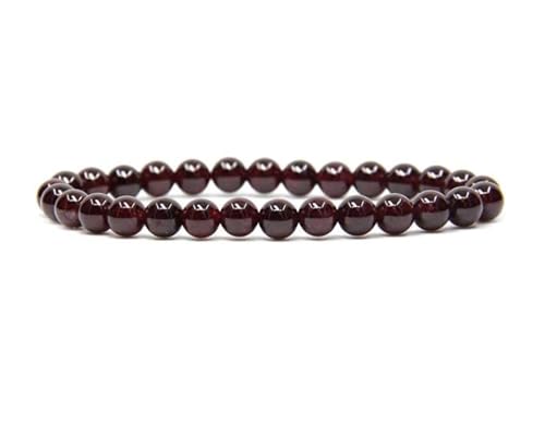 Adabele 1pc Natural Stretch Gemstone Bracelet 6mm (0.24 Inch) Bead 7" 7.5" 8 inch Healing Crystal Quartz Energy Chakra Jewelry Women Birthday Gift - color: Garnet, size: 7.5 inch