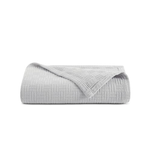 Arkwright Basket Weave Twin Blanket - 100% Ringspun Cotton All Season Blankets, Luxury Hotel Quality, Soft on Skin, Breathable, 300 GSM for Bed, Sofa, and Chair, 68 X 90 in, Grey - color: Harbor Mist Grey, size: Twin (68x90)