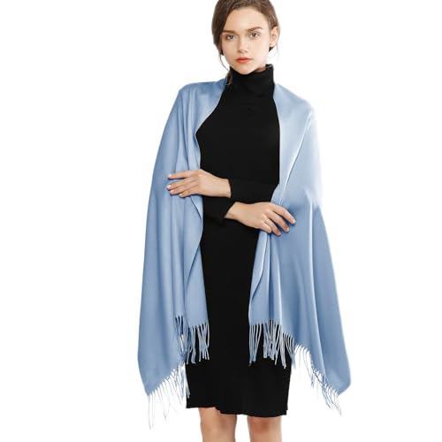 RIIQIICHY Women's Scarf Pashmina Shawls and Wraps for Evening Dress Bridesmaid Wedding Bridal Winter Warm Long Large Scarves - color: Light Blue
