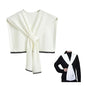 Sweater Shawl Wraps for Women Fashion Knitted Shoulder Shawls Ponchos Casual Sweaters Scarf Cape Wraps with Sleeves - color: 07 White/Black Trim