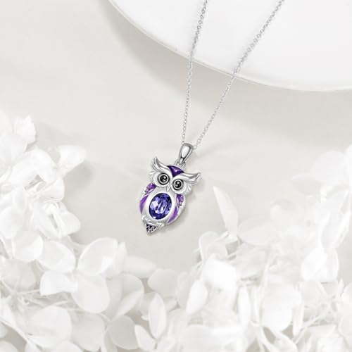 Animal Necklace 925 Sterling Silver Pendant Jewelry Gift for Women Animal Lover - style: Owl
