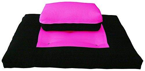 D&D Futon Furniture Black/Pink Zabuton Zafu Set, Yoga, Meditation Seat Cushions, Kneeling, Sitting, Supporting Exercise Pratice Zabuton & Zafu Cushions.