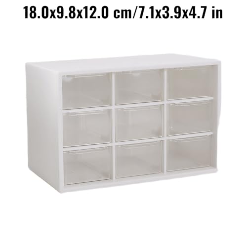 Wall-Mountable Drawer Organizer for Jewelry, Craft Supplies & Desk Accessories - Transparent Storage Box with 9 Compartments