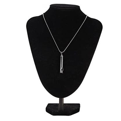 ANGGREK Whistle Necklace, Necklace Anxiety Relief Necklace Meditation Necklace Stainless Steel Whistle Necklace for Men Women - color: Silver
