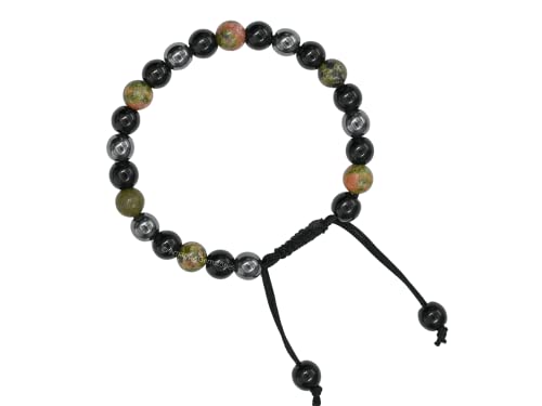 Amazing Gemstone Health Bracelet - Unakite Black Obsidian Hematite Bracelet Set for Men Women Healing Calming Anxiety Stress Relief Gifts Pulseras Para Hombres Mujer Stocking Stuffers (Adjustable) - color: Health