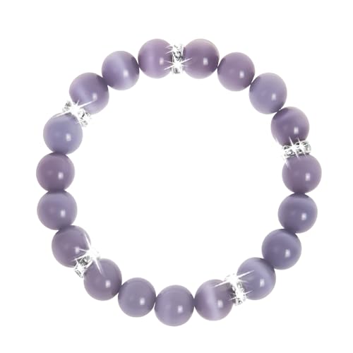 Healing Bracelet For Women Anxiety Crystal Bracelet Chakra Beaded Bracelets Rose Quartz Crystals And Healing Stones Yoga Bead Bracelet Calming Stretch Bracelet Stress Relief Gifts For Women - color: Violet-Cat Eye
