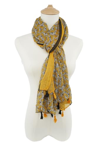 YOUR SMILE Large Boho Scarf for Women Lightweight Floral Printed Scarves Fall Winter Fashion Fringed Shawl wraps - color: 31