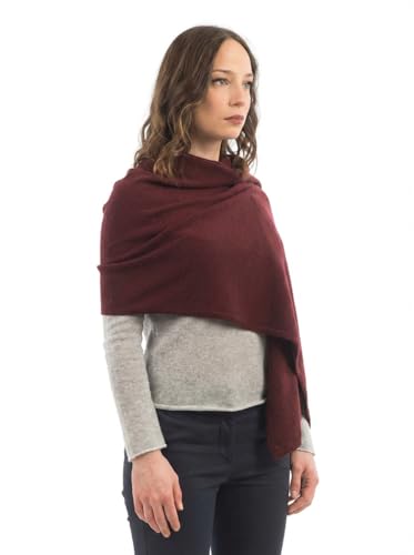 Dalle Piane Cashmere Womens Wool Cashmere Blend Stole Soft Italian Shawl Wrap for Wedding Evening Gift Made in Italy - color: Bordeaux