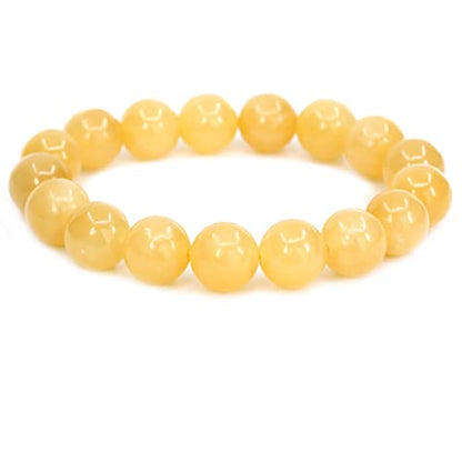 Keleny Semi Precious Stones Natural Gemstones 12mm Round Beads Crystal Stretch Bracelets 7 Inch Unisex - color: Yellow Quartzite