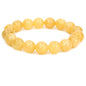 Keleny Semi Precious Stones Natural Gemstones 12mm Round Beads Crystal Stretch Bracelets 7 Inch Unisex - color: Yellow Quartzite