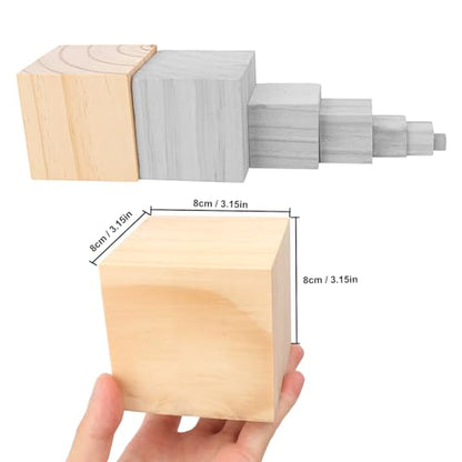 15 PCS Premium 3.15 Inch Wooden Cubes, Natural Pine Wood Cubes for Crafts, Wood Blocks Ready for Artistic DIY Projects-Unleash Creativity with Blank Wood Blocks. - size: 15 PCS 3.15 Inch