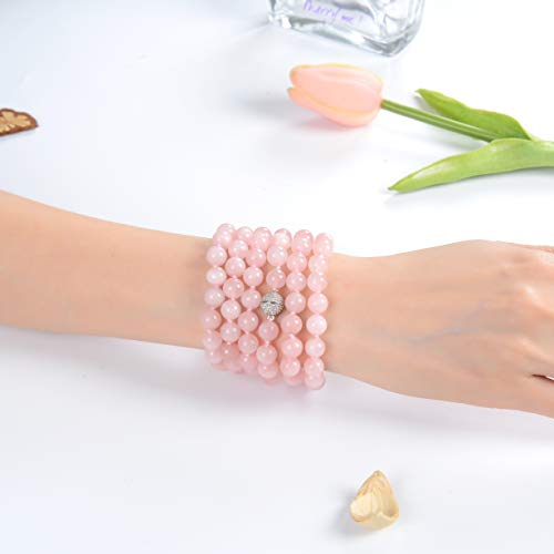 mala Beads Necklace for Women Man, mala Bracelet, Prayer Beads Necklace - color: rose quartz no tassel