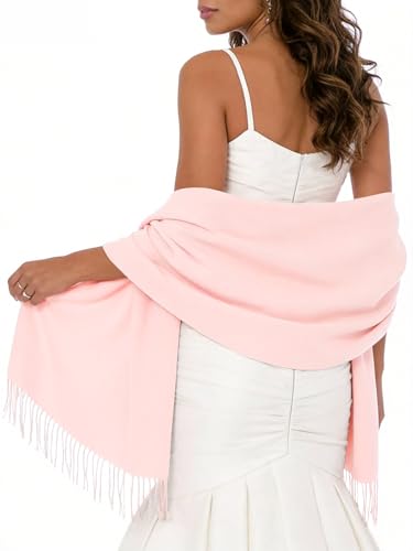 Sumolux Scarf for Women Pashmina Shawls Wraps for Evening Dresses Wedding Bridesmaid Gifts Winter Warm Soft Scarves - color: Pink