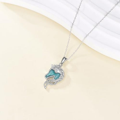 Animal Necklace 925 Sterling Silver Pendant Jewelry Gift for Women Animal Lover - style: Horse