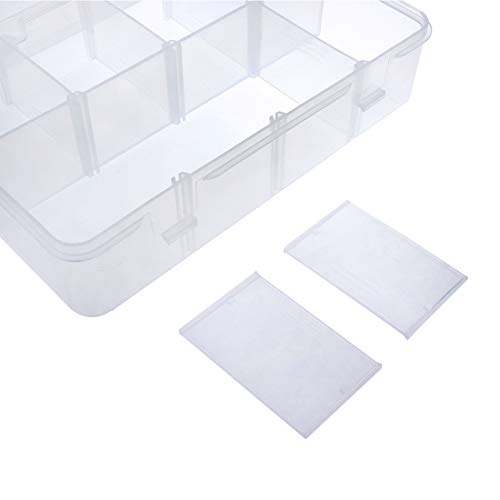 Xiaoyztan 8 Grids Clear Plastic Organizer with Adjustable Dividers, Jewelry Box Bead Storage Container for Small Parts, Fishing Tackle, DIY Crafts, and Earrings, Overall 7.3in x 4.9in - size: 7.9x4.9x1.65 in