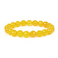 Justinstones Gem Semi Precious Gemstone 10mm Round Beads Stretch Bracelet 7 Inch Unisex - color: Faceted Yellow Agate