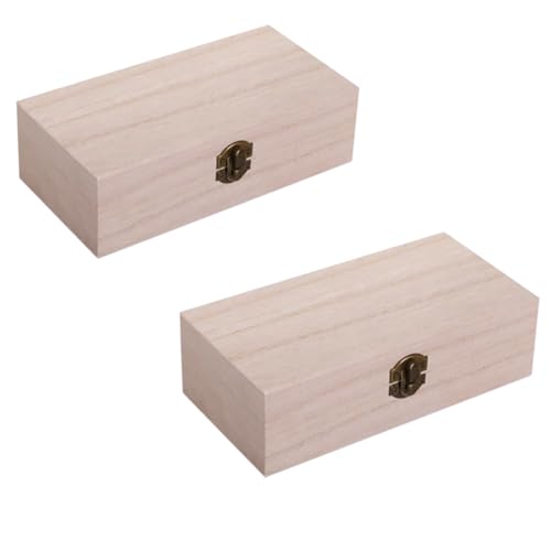 2pcs Wooden Storage Box Set Rectangular Retro Wood Jewelry and Tea Organizer with Flip Lid Natural Finish for Living Space and Packaging