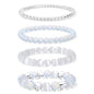 4pcs Beaded Bracelets for Women,Natural Healing Crystal Gemstones Bracelet,Anxiety Stress Relief Bracelet Handmade purple Jewelry Gifts for Women - color: Clear crystal&Opal&Cat Eyes