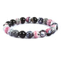 Natural Energy Healing Stone Charm Bracelet 8mm Natural Energy Healing Lava Rock Bracelet - Unisex - color: ZLY-Pink agate