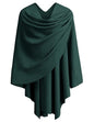 PULI Womens Large Cross Front Poncho Sweater Wrap Topper Knitted Elegant Shawls Cape for Fall Winter - color: 1-emerald Green