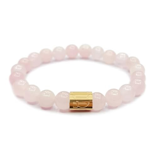 Morchic 8mm Genuine Gemstone Stretch Bracelet for Women Men Unisex, Natural Energy Crystal Stone Beads, Classic Simple Design Cuff Birthday Gift 7.5 Inch - color: Rose Quartz