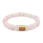Morchic 8mm Genuine Gemstone Stretch Bracelet for Women Men Unisex, Natural Energy Crystal Stone Beads, Classic Simple Design Cuff Birthday Gift 7.5 Inch - color: Rose Quartz